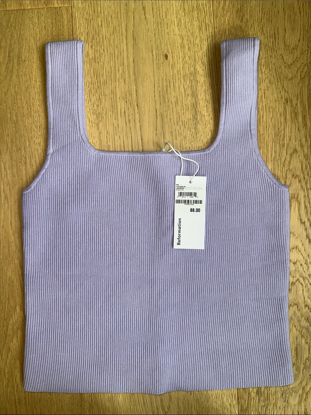 Reformation Lilac Ribbed Square Tank